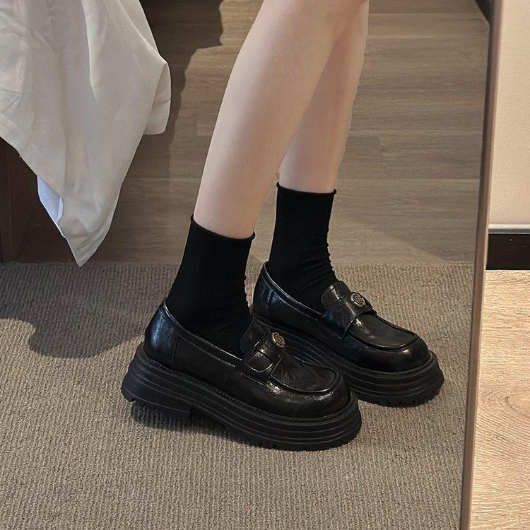 

New With Single Shoes, Small Leather Shoes, Women S Spring And Autumn 2025 Skirt, British Style Platform Women S Shoes, Loafers, All-Match Jk Models 40 чорний