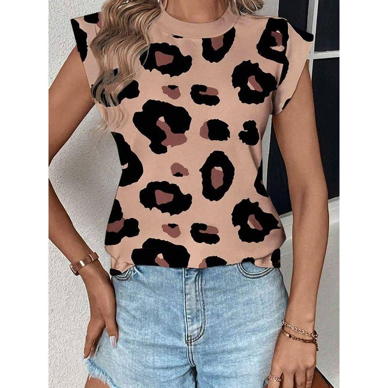 Fashion Leopard Print Print Sleeveless Pullover Tops Women 2025 Summer New Arrival Casual Loose I-Shaped Round Neck Vest Women