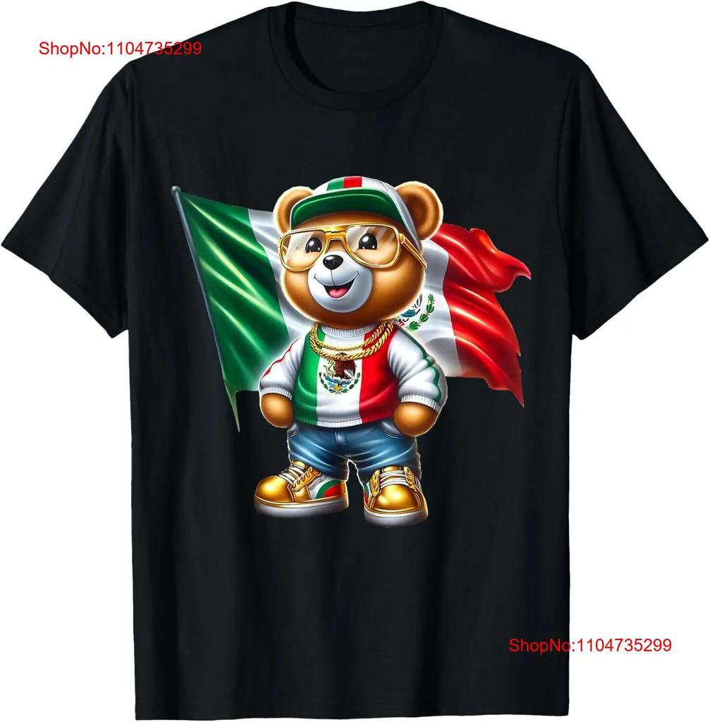 Cute Teddy Bear Mexican Flag Mexico T Shirt Vintage Graphic Soft Comfortable Streetwear Casual Homme Breathable Unisex