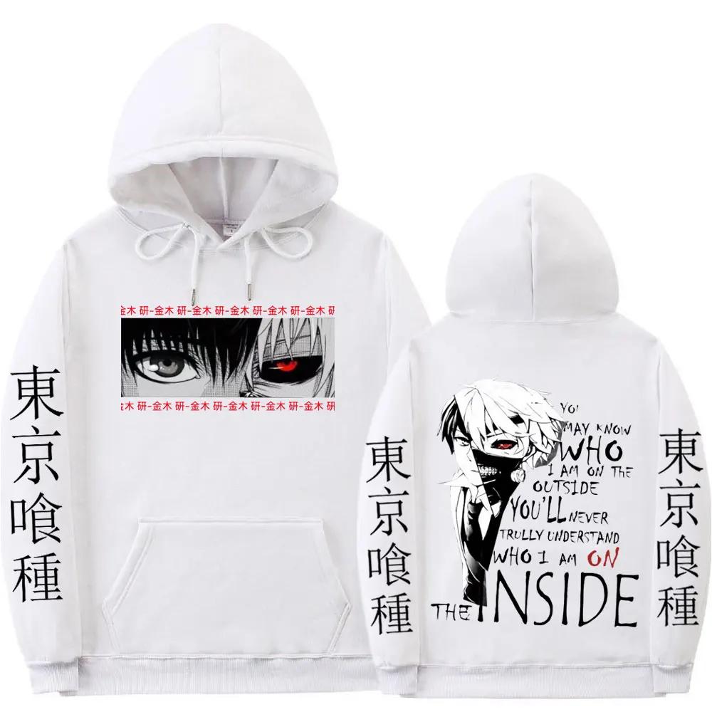 Japanese Anime Kaneki Ken Tokyo Ghoul Graphics Print Hoodie Men's Women Fashion Gothic Cool Hooded Sweatshirts Unisex Streetwear