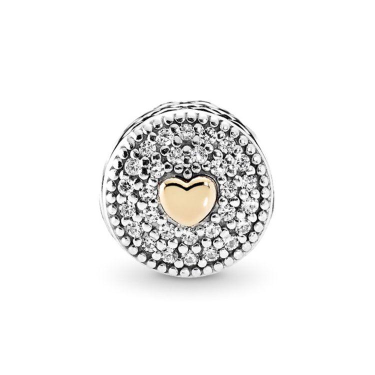 Pandora Essence Love 14K Gold Bead With Hole Women Jewelry 796085CZ Silver