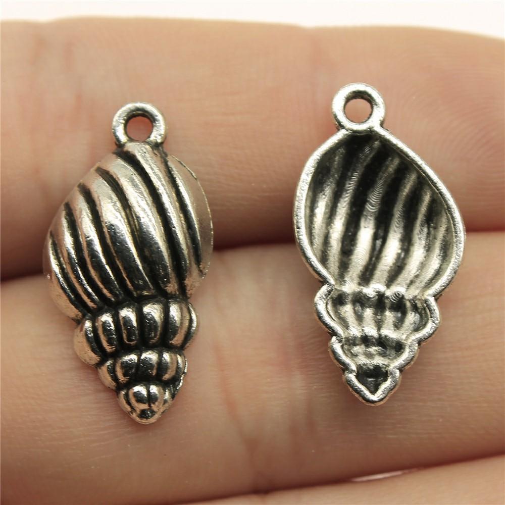 20pcs Shell Charms Antique Silver Color Sea Shell Pendant Charms Shell Charms For Jewelry Making DIY Craft