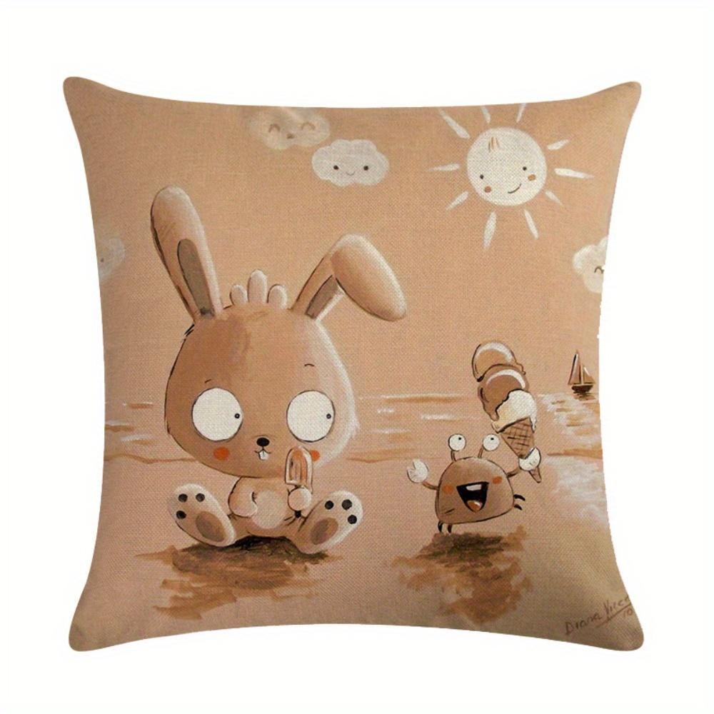Childlike cartoon illustrations printing pillow cover Short plush Suitable living rooms bedrooms sofas throw cushion cover