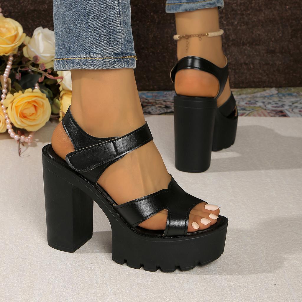 Fashion Summer Women Sandals 2025 New High-heeled Platform Sandals for Women Leather Thick Sole Buckle Strap Fashion Shoes for Ladies