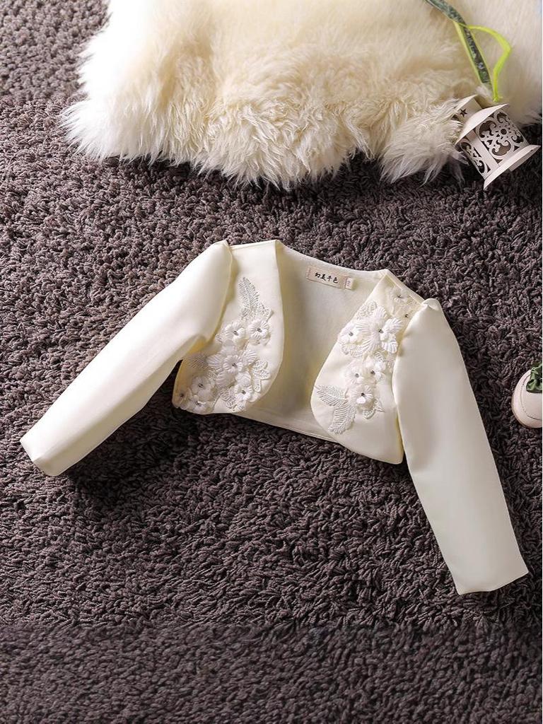 Girls' Long-Sleeve Princess Evening Cape Shawl for Flower Girl or Baby Girl Wedding Dress.