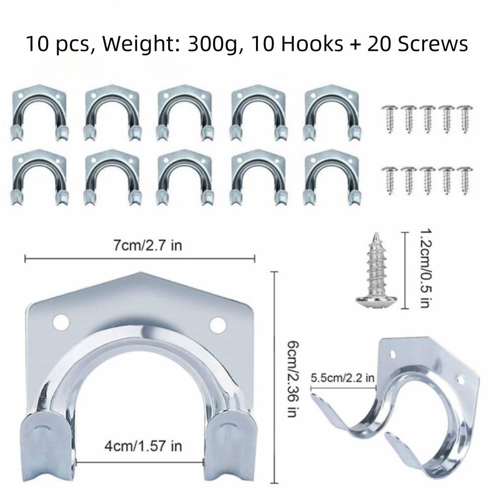 10Pcs Durable Tool Storage Hooks Easy Install Hose Storage Hook Garden Metal Hooks  Shed Organizer