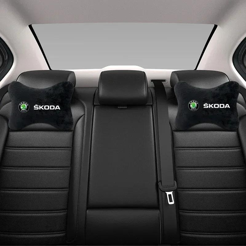 Poduszka pod szyję do samochodu Ochraniacz zagłówka z pluszu Uniwersalna poduszka na zagłówek i oparcie Do Skoda FABIA YETI KAMIQ KODIAQ SUPERB RAPID