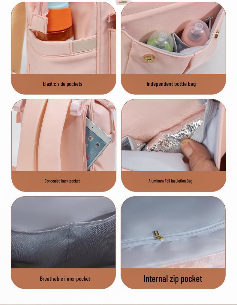 Colorful Double Shoulder Mummy Bag – Large Capacity Diaper Backpack for Mom and Baby
