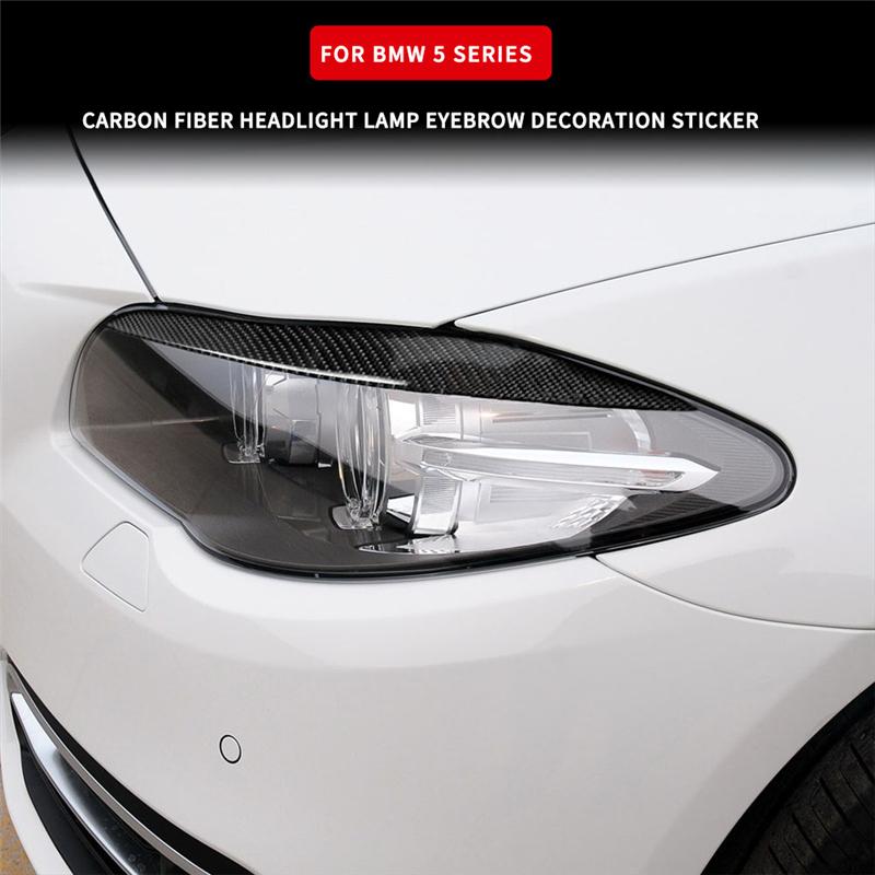 For BMW 5 Series F10 2010-2016 Carbon Fiber Car Headlight Eyebrow Eyelids Trim Cover Decoration Stickers