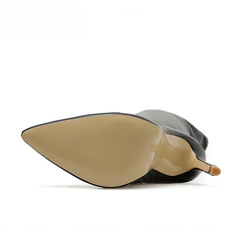 Fashion Women Over-the-Knee Winter Over The Knee Women Stretch High Heels Slip on Shoes for Women Pointed Toe Long Boots Botas De Mujer