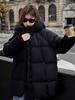 Fashionable down cotton mid-length cotton coat for women with hooded skirt and thickened cotton coat