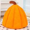 Halloween Pumpkin Velvet Cat Nest Waterproof Warm Bed for Kittens Party Decoration for Pet Cute Sleeping Bag Cushion for Devon