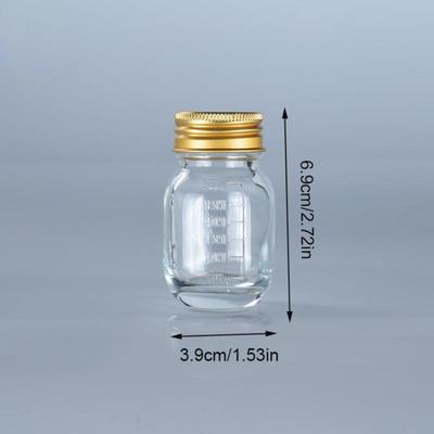 1 Pieza Botella Pequeña de Vidrio de 30 ml con Tapa Botella de Medicina a Prueba de Fugas Botella de Vidrio Recargable para Polvo y Cápsulas