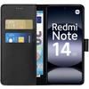 Case - Phonillico® - Xiaomi Redmi Note 14 5G - Black Wallet - Magnetic Flip - Card Storage