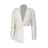 Fashion Sexy Wind Skirt Suit Women Lapel Pearl Decoration Short Top + Low Waist Slimming A-line