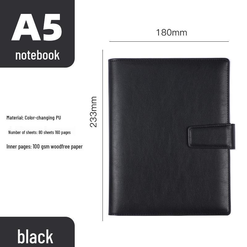 A5 Leather Buckle Ring-Bound Notebook with Custom Engraving A5