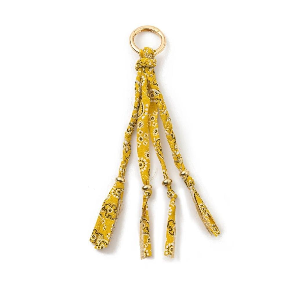 

Trendy Colorful Rope Shoelace Pendant Hand Woven Pendant Keyring Hanging Keychain Bead DIY Bag Decoration жовтий