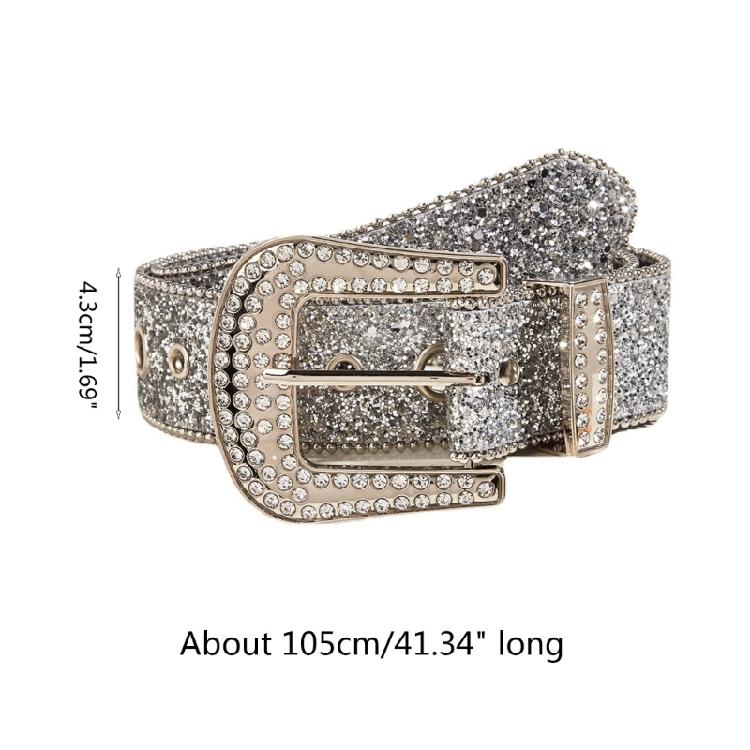 Exaggerated Rhinestone Waist Belts for Adult Pin Buckle Belt for Jeans Waistband
