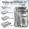 New Stainless Steel Dental Instruments Tray With Lid Silver Storage Box Rectangular Disinfection Box
