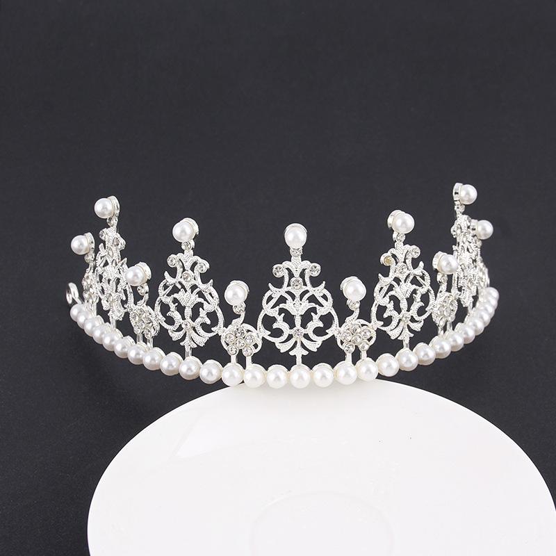 

Корона из стразов и жемчуга для украшения торта на день рождения, украшение для выпечки, сплав, полукруг, большая корона, упаковка для цветов с аксессуарами 15*5cm