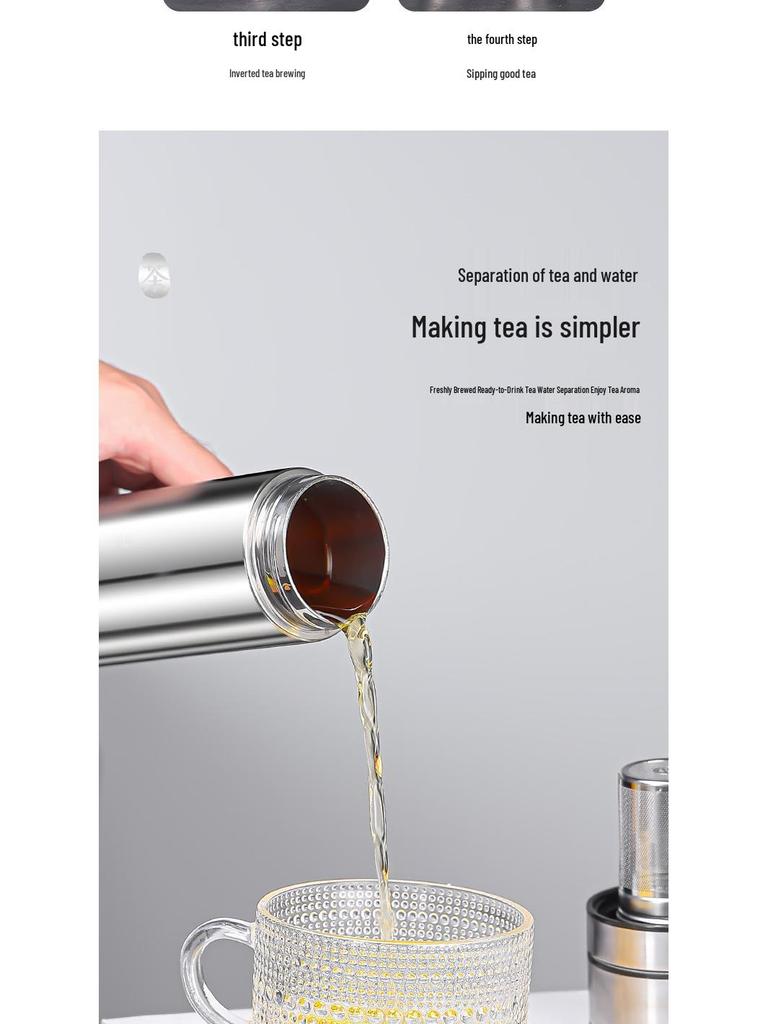 New 316 Stainless Steel Insulated Cup with Quick-Open Lid and Tea Separator