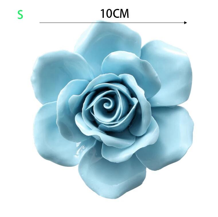 Chinese Blue Peony Rose Ceramic Flower Wall Mural Ornaments Home Livingroom Wall Sticker Decoration Club Hall Store Wall Hanging