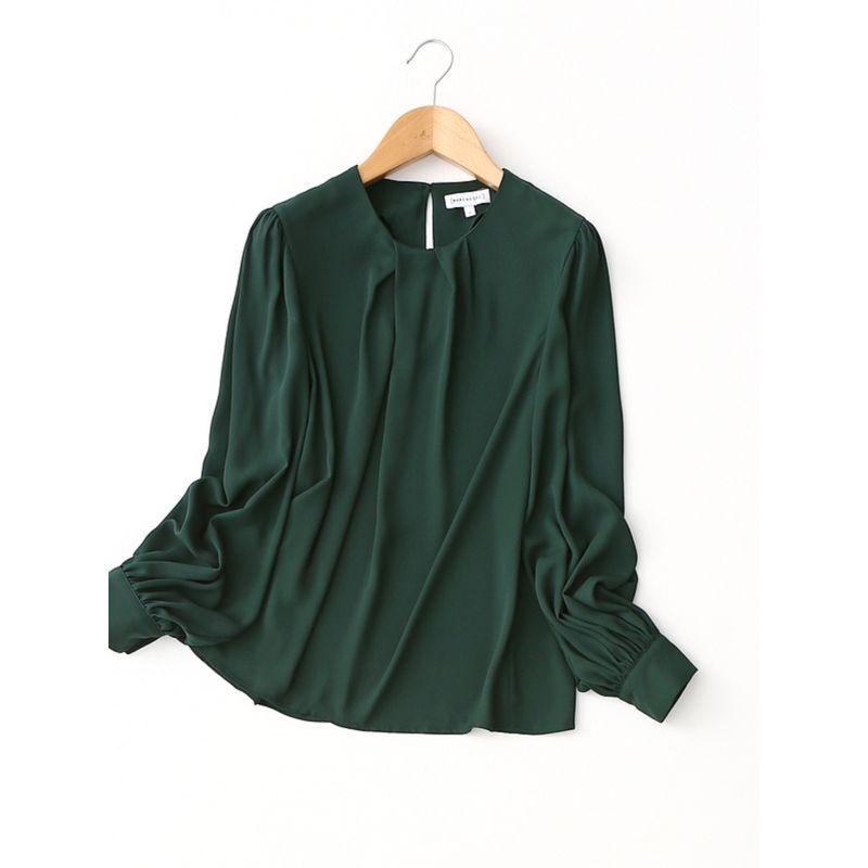 Export Export High Quality Customer Supply Chiffon Minimalist Loose Pleated Stylish Pullover Chiffon Shirt Women's Long Sleeve