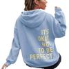 Women's Multi-color Letter Print Casual Loose Long Sleeve Hooded Sweatshirt
