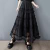 Black Plus Size Mesh Lace High Waist Vintage Summer Casual Loose Long for Woman Skirts Womens Skirt