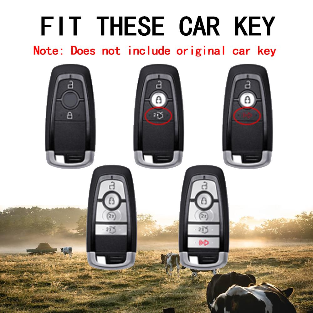 Fit for Ford Mustang Edge Explorer Focus F150 F250 F350 F550 Escape for Lincoln Mondeo 4 5 Buttons Leather Car Key Case