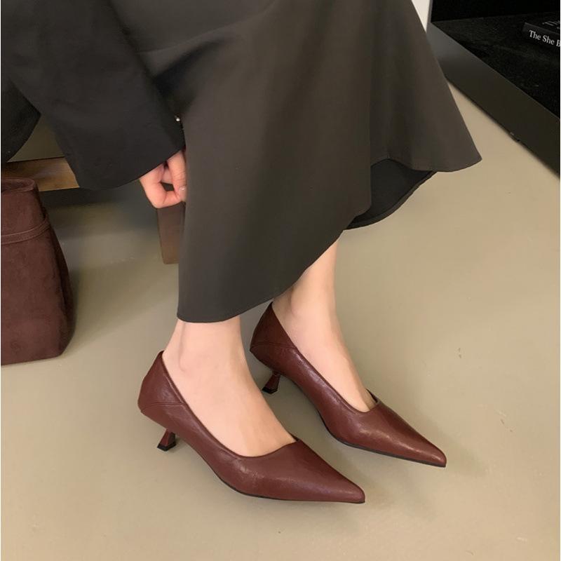 New Pointed Shallow Mouth Slim Heeled Women's Shoes with Leopard Print High Heels Shoes for Women