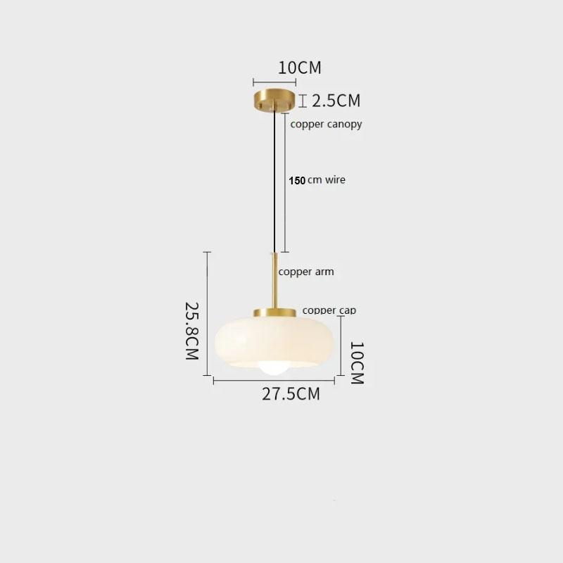 Modern Yellow Glass LED Pendant Lights Fixtures 40W Copper Bedroom Living Room Beside Nordic Hanging Lamparas Chandelier Lamp