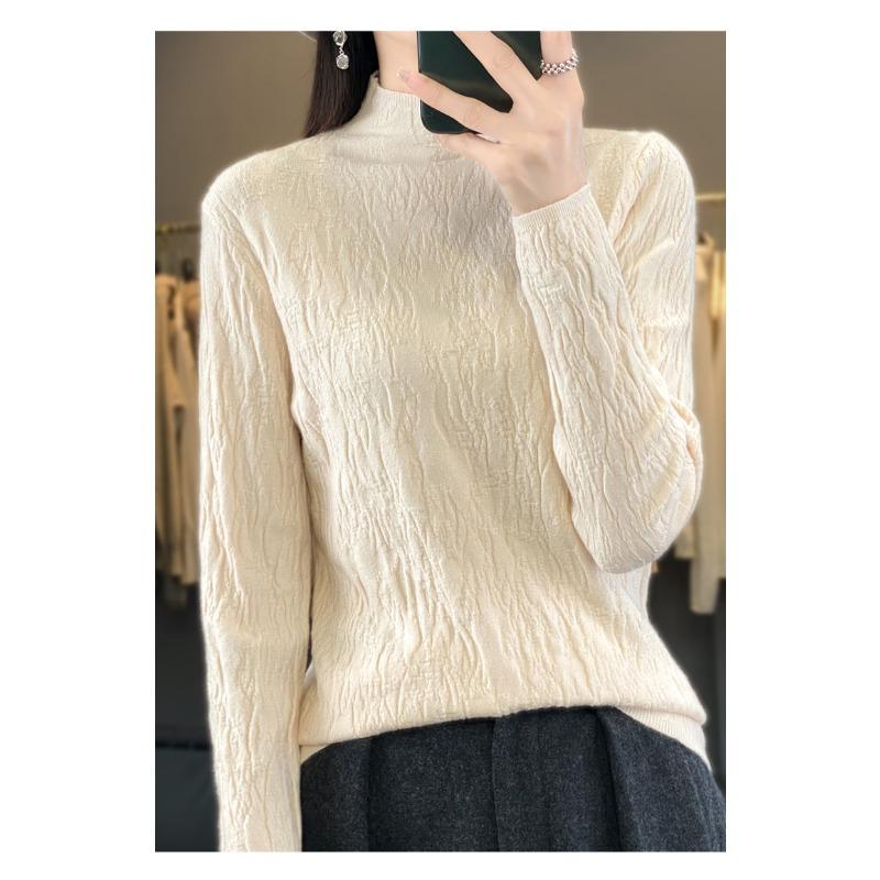 

Semi-turtleneck bottoming shirt women s spring inner sweater autumn new top slim-fit knitted sweater One size fits all [recommended 80-60kg] абрикосовый