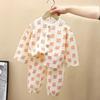 Kids' Cartoon Cotton Gauze Homewear Set - Nine-Sleeve, Unisex