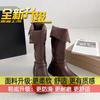 Retro Maillard Tall British Thick Bottom Knight Boots for Women 2026 Autumn Winter New Belt Buckle Long Tube Boots