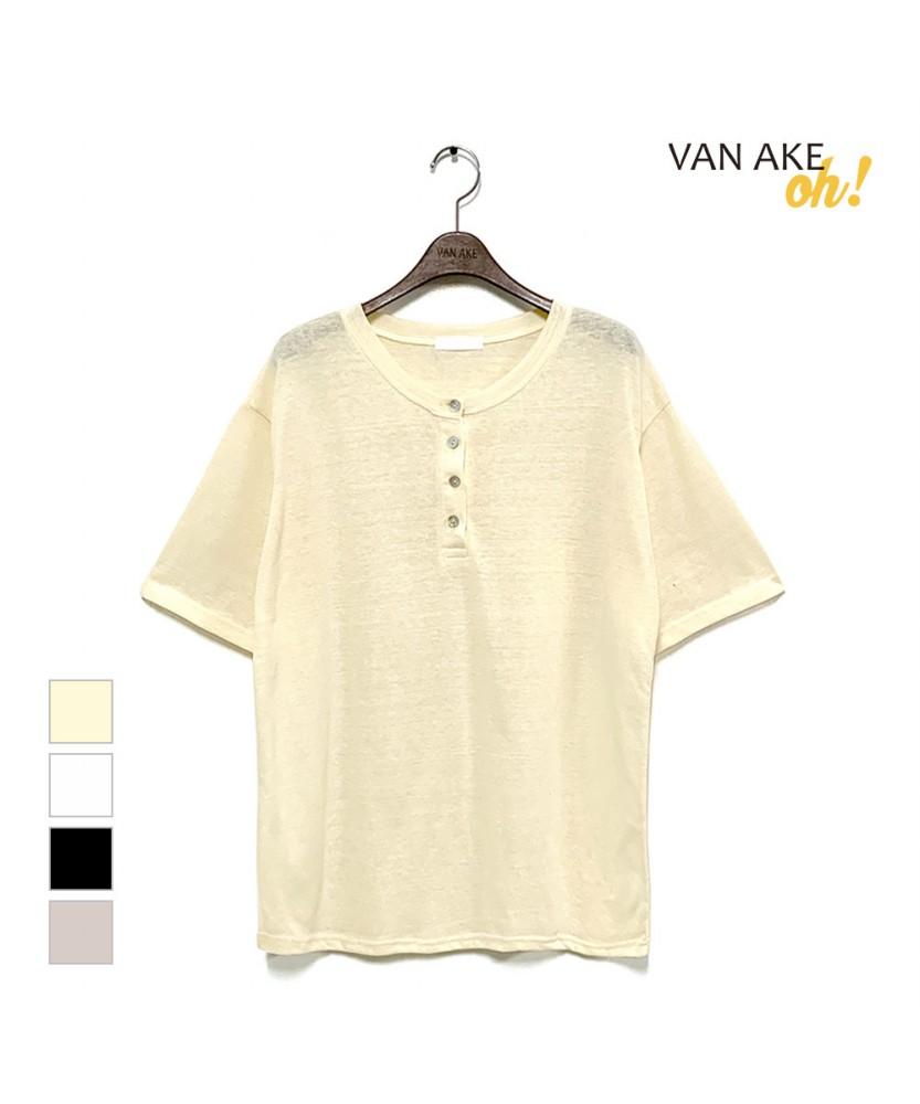 VANAKE Romy Linen Button T-Shirt_Ob14Tsme33Z