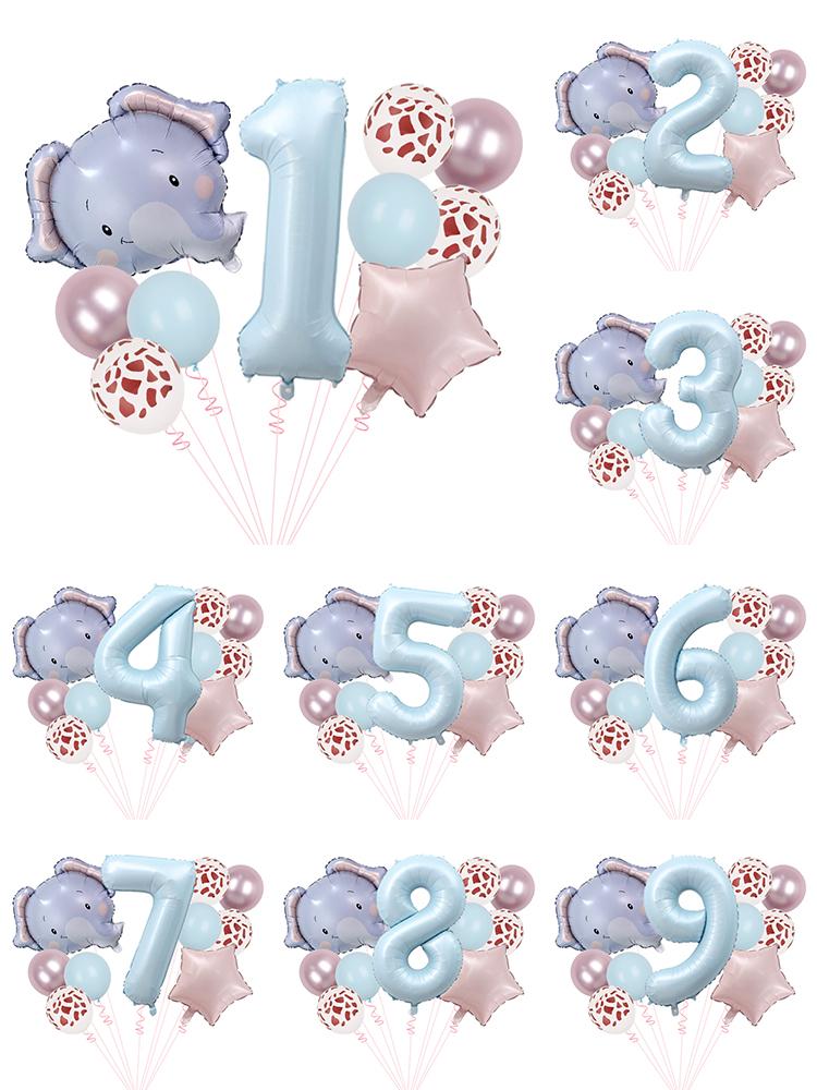 1set Wild Animal Balloon Tower with 1-9 Number Balloon for Boy Jungle Safari Birthday Party Decoration Forest Party Supplies