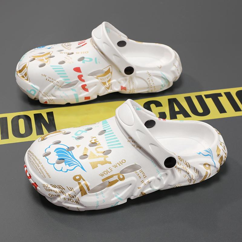 

Модные сандалии Мужские тапочки Обувь для мужчин Для дома и улицы Мягкие и удобные Цветная печать Износостойкие Вентилируемые Нескользящие 4041 белый