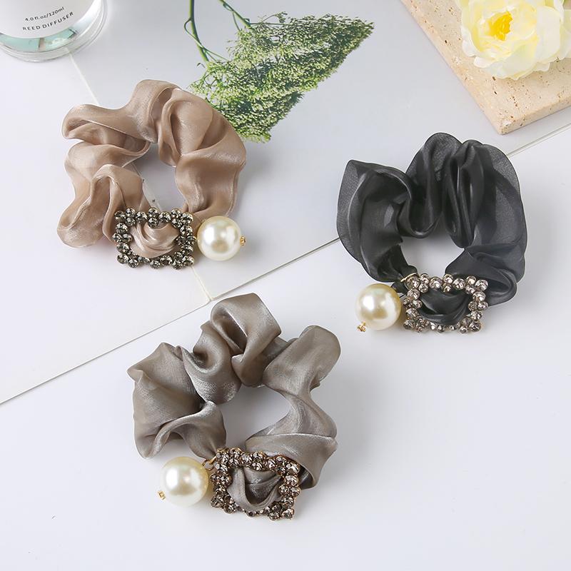 

Резинка для волос со стразами и жемчугом из органзы, ободок для волос, веревка для волос, аксессуары для волос