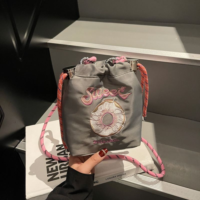 

Summer Japanese Style Ball Chain Large Capacity Work Clothing Canvas Small Bag Female 2025 New Crossbody Mobile Phone Bag Grey (Hot return order today)