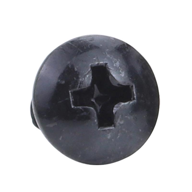 TT Black Cross Large Flat Head M3 Self-Tapping Screw with Cutting Tail and Mushroom Head