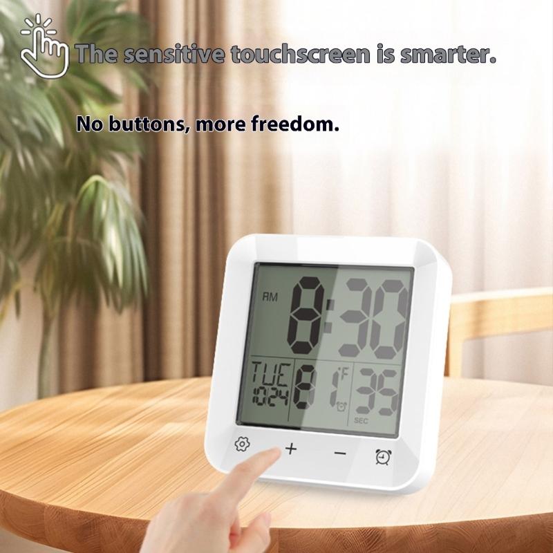Bathroom Timer Clock Shower Clock,Waterproof for Water Sprays Bathroom Clock Wall Mount,Displays Time,Temperature Date