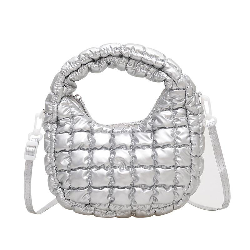 Summer High-end Commuter Messenger Bag Women's New Silver Pleated Cloud Bag Versatile Bubble Hand Bag