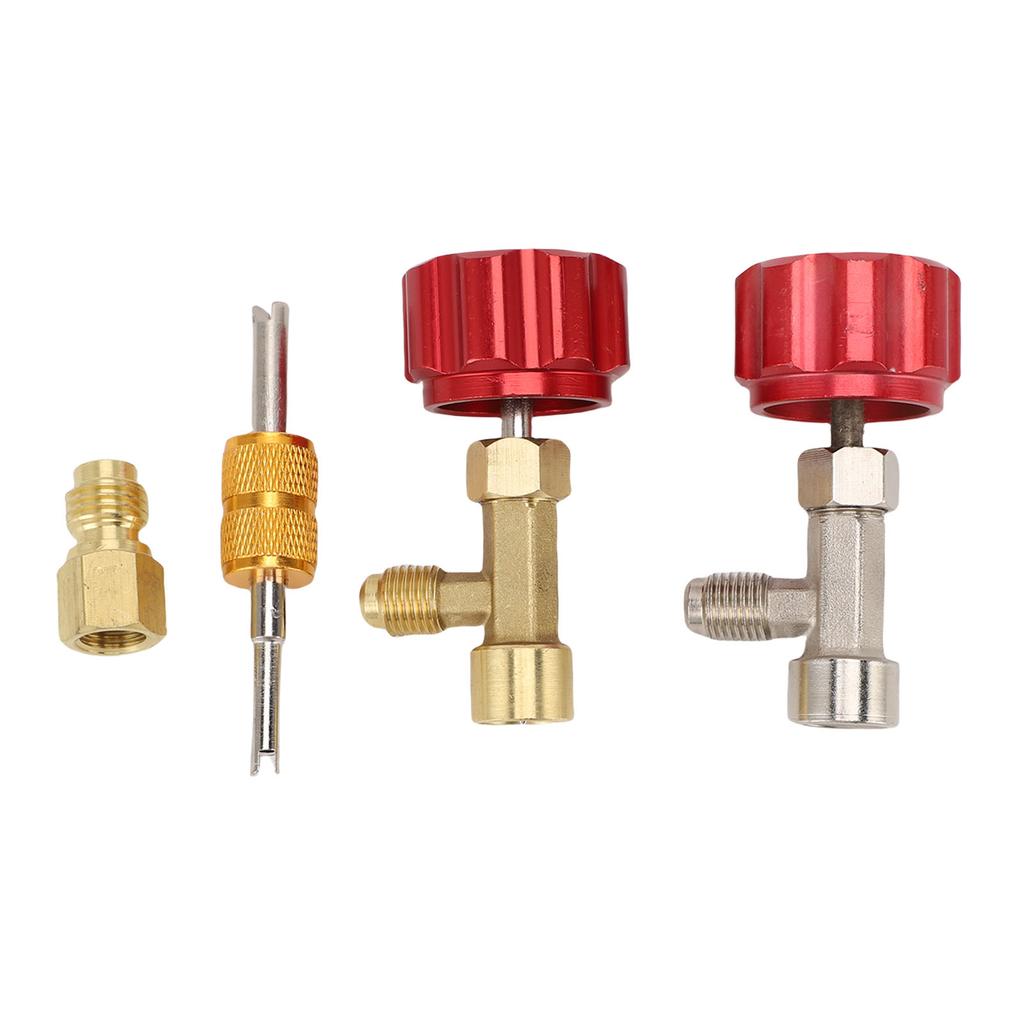 R134a Can Tap Kit Refrigerant Dispenser with Valve Core Remover for Coolant Recharging Car Truck SUV Vehicle Red