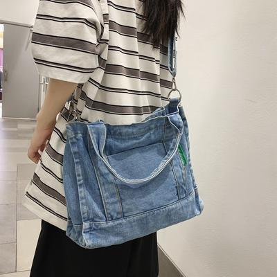 Portable Denim Bag Women's Shoulder Bag Student Crossbody Bag Tote Hand Bag