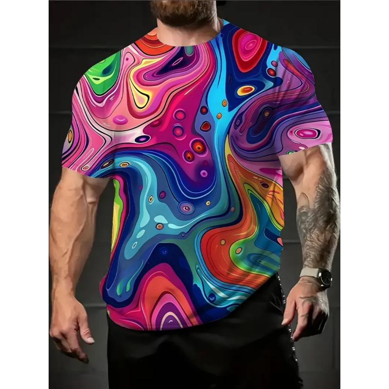 Men T-Shirt Summer Tops Colorful Graphic T Shirts Short Sleeve Tee Crew Neck Streetwear Clothes Harajuku 3D Printed Men Clothing