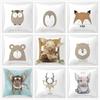 Children'S Room Decoration Cartoon Pillowcase Pet Animal Cushion Cover Rabbit Giraffe Lion Porcupine Bear Fox