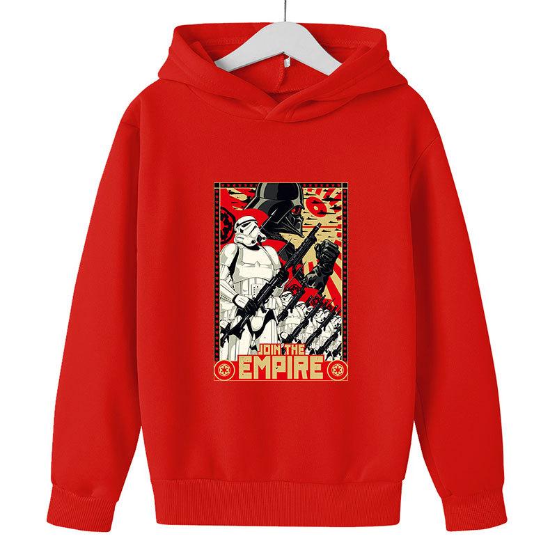 Autumn Winter Star Wars "Join The Empire" Graphic Hoodies Casual Warm Sports Long Sleeved Children's Boy and Girl Kids Unisex Hooded Sweatshirts