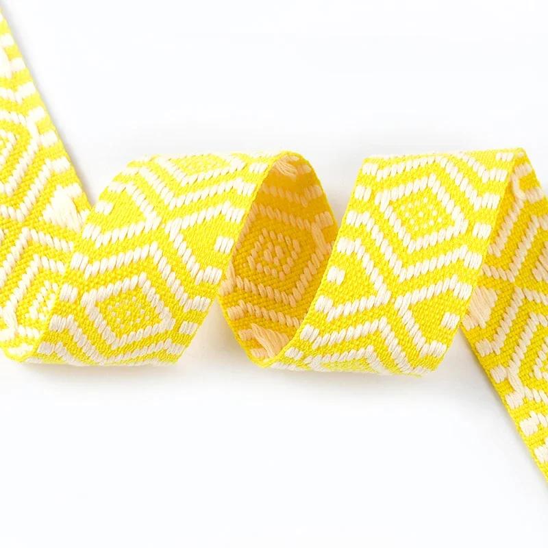 Meetee 2-10M 38mm Jacquard Polyester Cotton Ribbon Band Canvas Bag Strap Belt Decorative Bias Webbing Tape Sewing Accessories