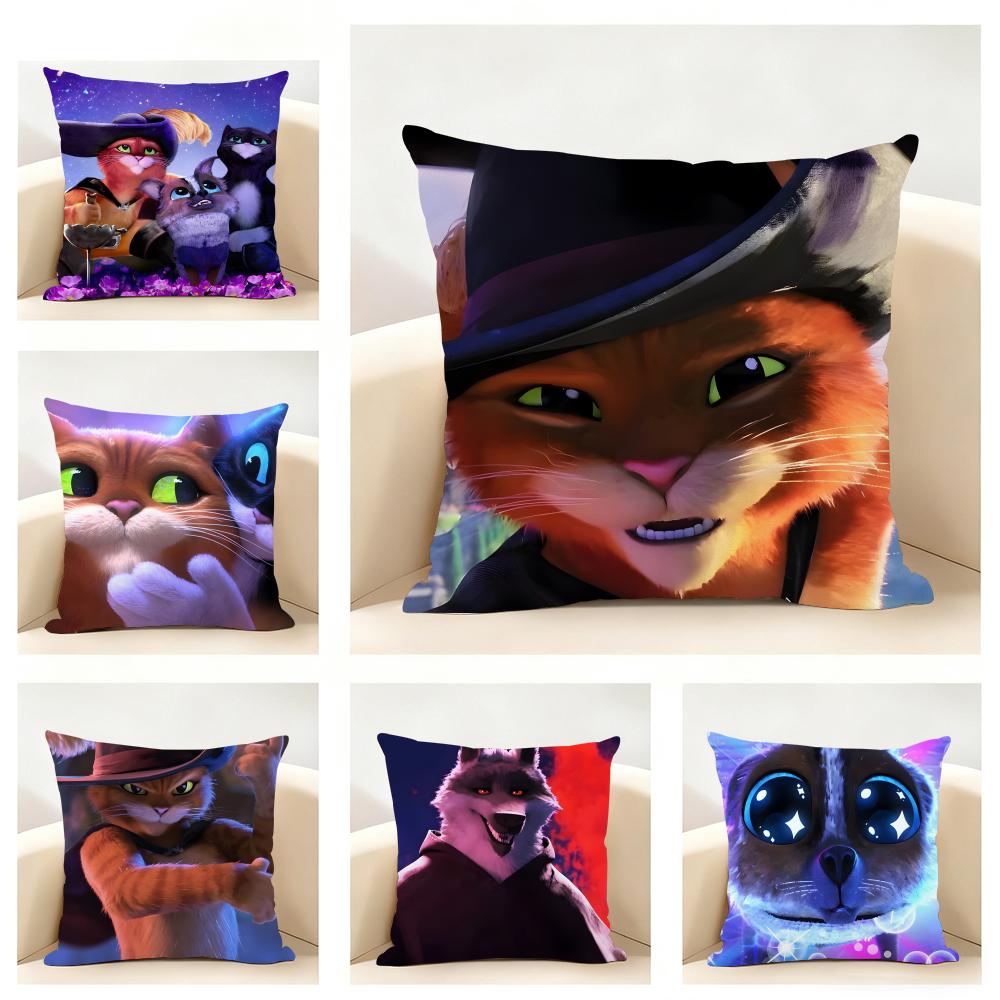 Puss in Boots The Last Wish Cushion Cover Linen Pillowcase Soft for Sofa Bed Home Room Decor